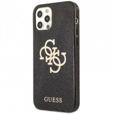 Husa Piele Guess Big 4G Full Glitter pentru Apple iPhone 12 Pro Max, Neagra GUHCP12LPCUGL4GBK