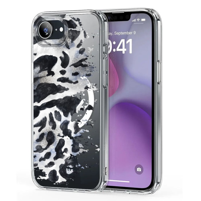 Husa pentru iphone 16e, atasare magnetica, magsafe, pattern skin 50, clear