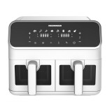 Friteuza dubla cu aer cald HAF-H8DB17WH, 1700W, capacitate totala 8 L, TOUCH, 8 programe, autoprire, Alb