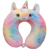 Pern&Auml; travelunicorn, suport ergonomic pentru g&Atilde;&cent;t &Egrave;i cap, spum&Auml; cu memorie, 30x30 cm, sistem de prindere cu capse, design multicolor