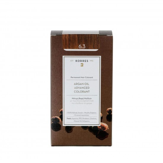 Vopsea de păr permanentă cu ulei de argan KORRES - 6.3 Blond &icirc;nchis miere