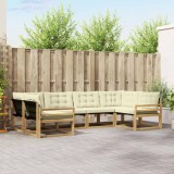 vidaXL Set de canapele de exterior cu pernă 6 pcs Alb și crem 3389020