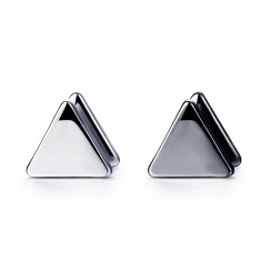 Piercing fals pentru ureche, din oțel 316L – triunghiuri netede, diferite culori - Culoare Piercing: Argintiu