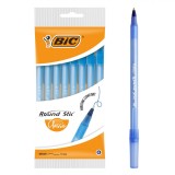 Set Pixuri BIC, Round Stic, 1.0 mm, Corp Transparent Alb, Cerneală Albastră, 8 Bucăți