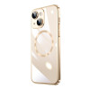 Husa Luxury MagSafe compatibila cu iPhone 14 Pro, Full protection, Margini colorate, Auriu, Oem
