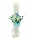 Lumanare pentru cununie botez, 30 cm, cu flori criogenate si plante naturale uscate (personalizabila cromatic si cu text), Eventissimi&reg;