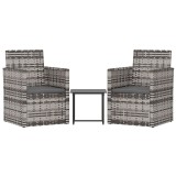 Cumpara ieftin Set mobilier de exterior cu perne, 3 piese, gri, poliratan