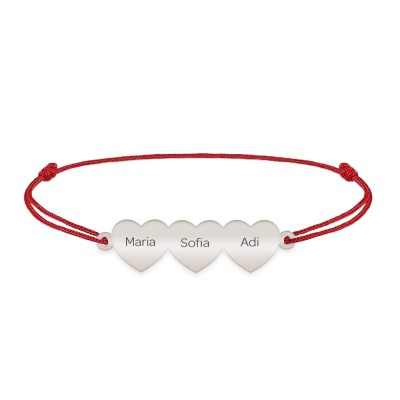 Bratara cu 3 inimi personalizate cu nume - argint 925 foto
