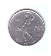 Moneda Italia 50 lire 1954, stare foarte buna, curata