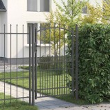 VidaXL Poartă de gard cu țepi Gri 200 x 100 cm Oțel vopsit &icirc;n pulbere 42009021