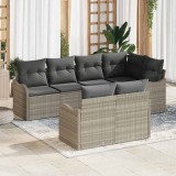 VidaXL Set de canapele pentru grădină 7 pcs Gri deschis Rattan poli