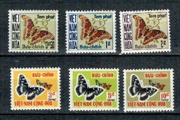 Vietnam Sud 1968 - Fluturi, porto, serie neuzata foto