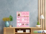 Tablou Canvas Personalizat Fata Nou Nascut, Print Premium, Panza 260g, Rama Lemn Brad, Decor Camera Bebelusi, Ecologic