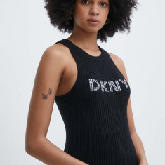 Dkny top din bumbac HEART OF NY culoarea negru, D2B4A128