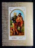 AJMAN, PICTURA EUROPEANĂ - COLIȚĂ IMPERF. + SERIE COMPLETĂ MNH (2 FOTO), Nestampilat