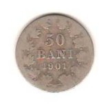 SV * Romania 50 BANI 1901 * ARGINT .835 * Regele Carol I mai rara (!)