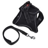 Ham cu lesa negru pentru caini - Material textil reflectorizant, CMCLASS