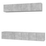 Cumpara ieftin Set dulap TV, 5 piese, gri beton, lemn prelucrat