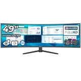 Monitor LED Office Pro Curbat 49 inch OptimX MT49J-1, Double Full HD 3840 x 1080, 144Hz, 2x HDMI, 2x DisplayPort, No Frame, RGB Light NewTechnology Me