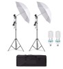 Kit de 2 umbrele albe, 2 trepiezi reglabili 200 cm, 2 becuri 85W, geanta de transport inclusa, Dactylion