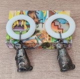 Rar Set de doua Zornăitoare/Inel dentiție bebe, vintage, design iepure, placat argint, cadou botez antic