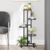 Gossi suport de flori cu 5 etaje, cu roti, negru, 44x23x100 cm, fier