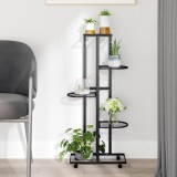 VidaXL Suport de flori cu 5 etaje, cu roți, negru, 44x23x100 cm, fier