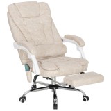 Vinsetto Fotoliu de birou cu masaj și &icirc;ncălzire, scaun de birou, &icirc;nălțime reglabilă, spătar rabatabil, 65x70x111-119cm, crem | Aosom Romania
