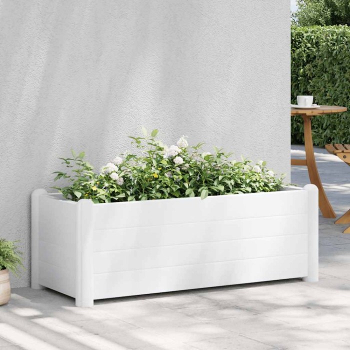 vidaXL Strat &icirc;nălțat de grădină, alb, 100 x 43 x 35 cm, PP 313975