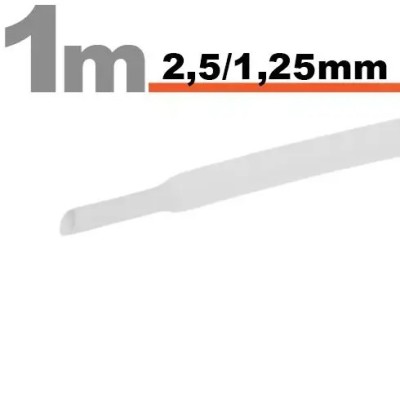 Tub termocontractant alb 2.5 /1.25 mm 1m lungime foto