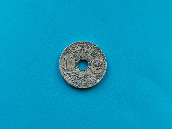 10 Centimes 1941 Franta-zinc-mai Rar