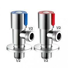 Set 2 Robineti Coltar 1/2&amp;quot; - 1/2&amp;quot; Inox, Cartus Ceramic Invelit in Alama, Inclus Capace Decorative, Gri Mat foto