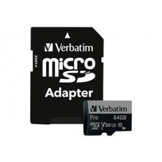 Card memorie Verbatim Pro micro SDXC, 64GB, clasa 10