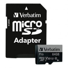 Card memorie Verbatim Pro micro SDXC, 64GB, clasa 10