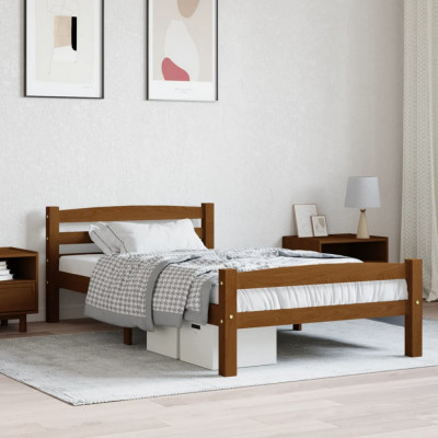 vidaXL Cadru de pat, maro miere, 100x200 cm, lemn masiv de pin foto