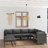 Cumpara ieftin Gossi set mobilier de gradina cu perne, 8 piese, gri, poliratan