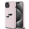 Husa MagSafe pentru Apple iPhone 15, Karl Lagerfeld, Silicone Karl &amp; Choupette&#039;s Heads, Roz