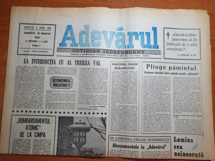 adevarul 10 martie 1990-art. economia incotro ?