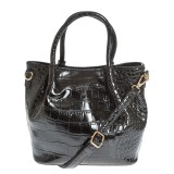 Geanta neagra de umar cu model animal print si manere fixe