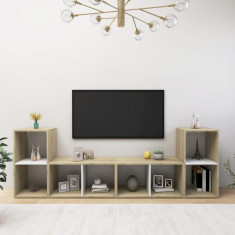 vidaXL Comode TV, 4 buc., alb și stejar Sonoma, 72x35x36,5 cm, PAL