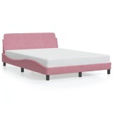 Cumpara ieftin Cadru de pat cu tablie, Dover, roz, 140x200 cm, catifea