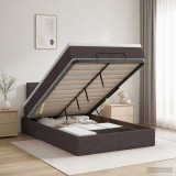 Cumpara ieftin Pat Ottoman cu Saltea si LED Maro inchis 120 x 200 cm Tesatura