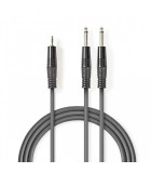 Cablu audio Stereo Jack mono 2x 6.35 mm tata - stereo 3.5 mm tata 3m, Nedis