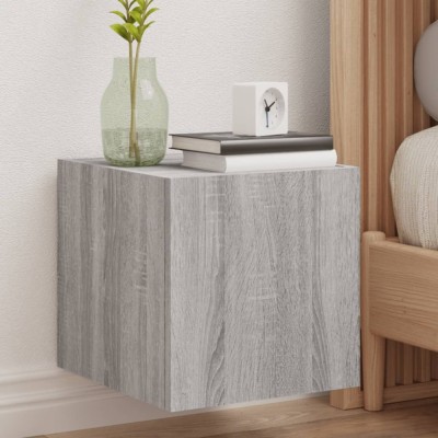 vidaXL Comodă TV de perete cu lumini LED, gri sonoma, 30,5x35x30 cm 837228 foto