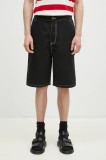 ICECREAM pantaloni scurti jeans Canvas Carpenter Shorts barbati, culoarea negru, ICW002