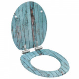 Capac WC cu &icirc;nchidere silențioasă, MDF, design lemn vechi