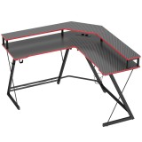 HOMCOM Birou &icirc;n L cu Prize, 128 cm cu Suport Monitor | Aosom Romania