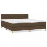 Cumpara ieftin Pat box spring cu saltea, maro inchis, 160x200 cm, textil