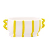 Cumpara ieftin Ghiveci flori dolomit galben alb 30 x 14,5 x 13 cm