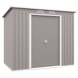 Outsunny Magazie Grădină pentru Unelte cu Acoperiș &Icirc;nclinat, Metalică, Ușă Dublă și Fante de Ventilație, 213x130x172 cm | Aosom Rom&acirc;nia